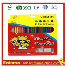 24 PCS Farbe Plstic Crayon mit Sharpener und Radiergummi